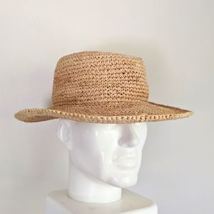 Vtg SCALA Boho Straw Woven Raffia Floppy Brim Hat